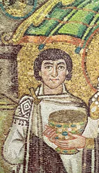 Empress Theodora with Her Court of Two Ministers and Seven Women, c.547 AD (detail)